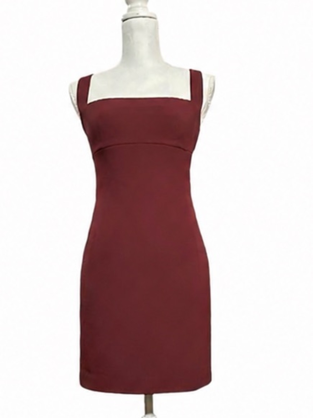 Black Halo Burgundy Square-Neck Cross-Back Sheath Dress, 2